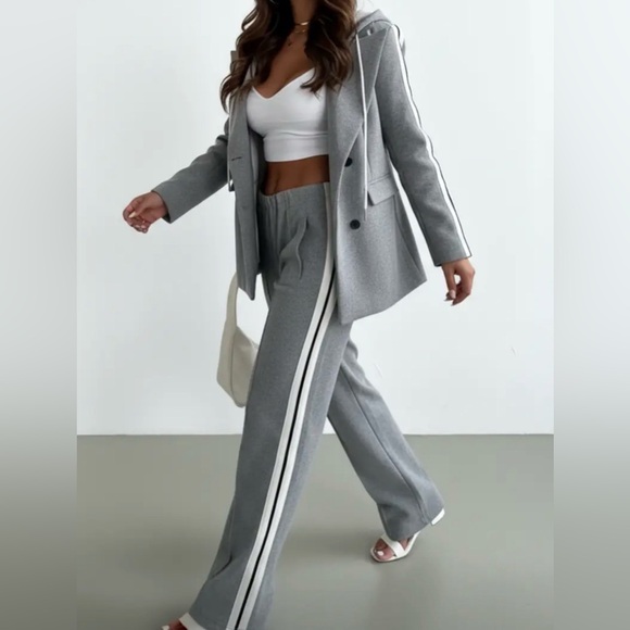 NEW Women's hooded Blazer / Gray casual track suit - Picture 2 of 6